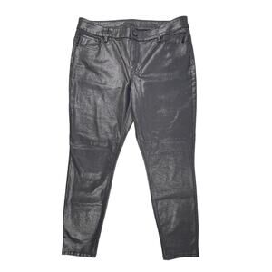 White House Black Market Pants Festive Metallic Gun Metal The Skinny Ankle Sz 14